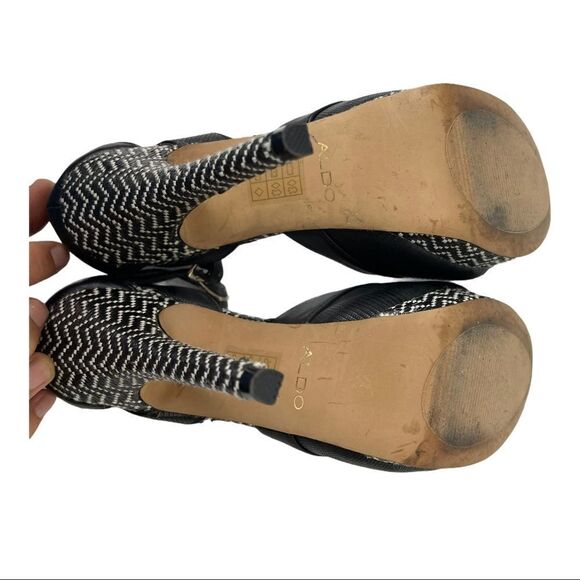 Aldo Black White Chevron Platform Heels Size 8.5 - Picture 7 of 8